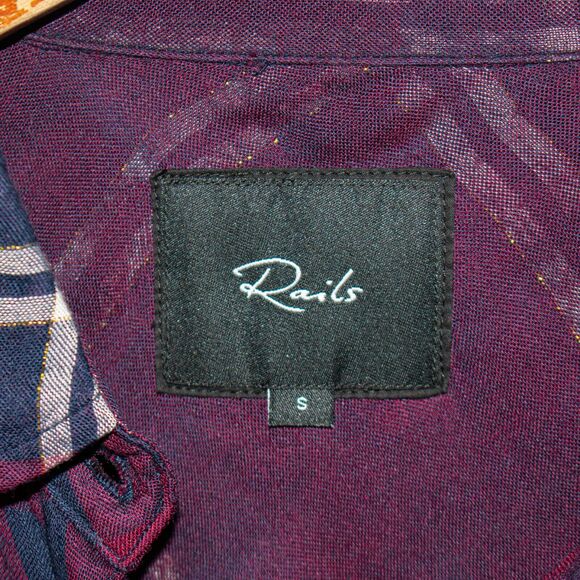 Rails Gemini Button up Flannel Shirt Metallic Plaid Women's Size Small - Picture 2 of 9